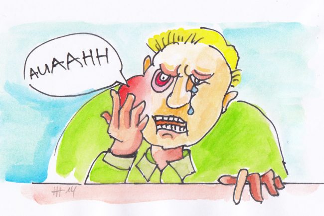 Karikatur zum Thema Nerventzündung