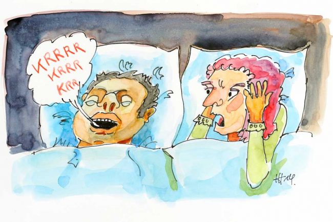 Karikatur zum Thema Schnarchen Karikatur zum Thema Schnarchen